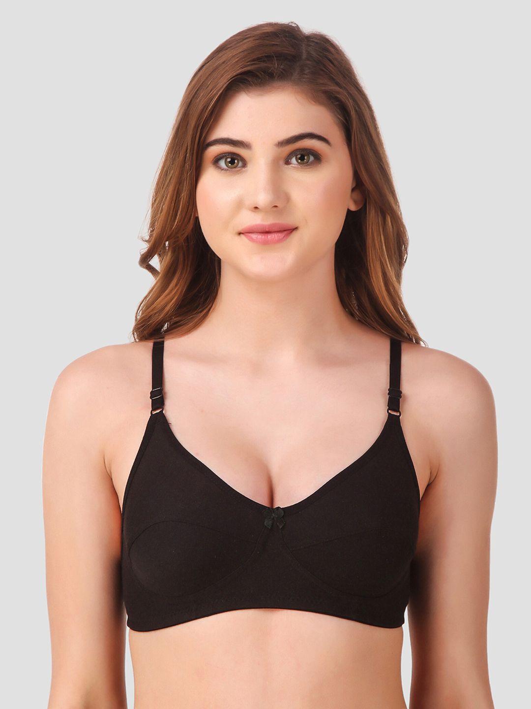 fasense black solid non-padded non-wired everyday bra bv004b