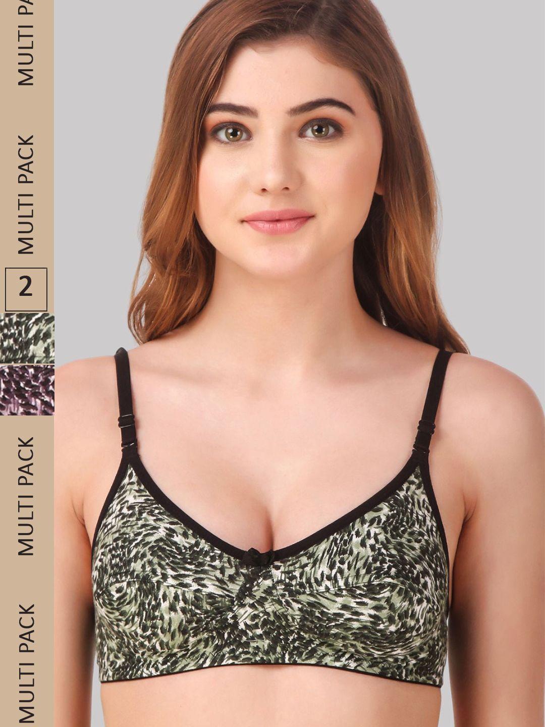 fasense pack of 2 animal printed everyday non padded bra