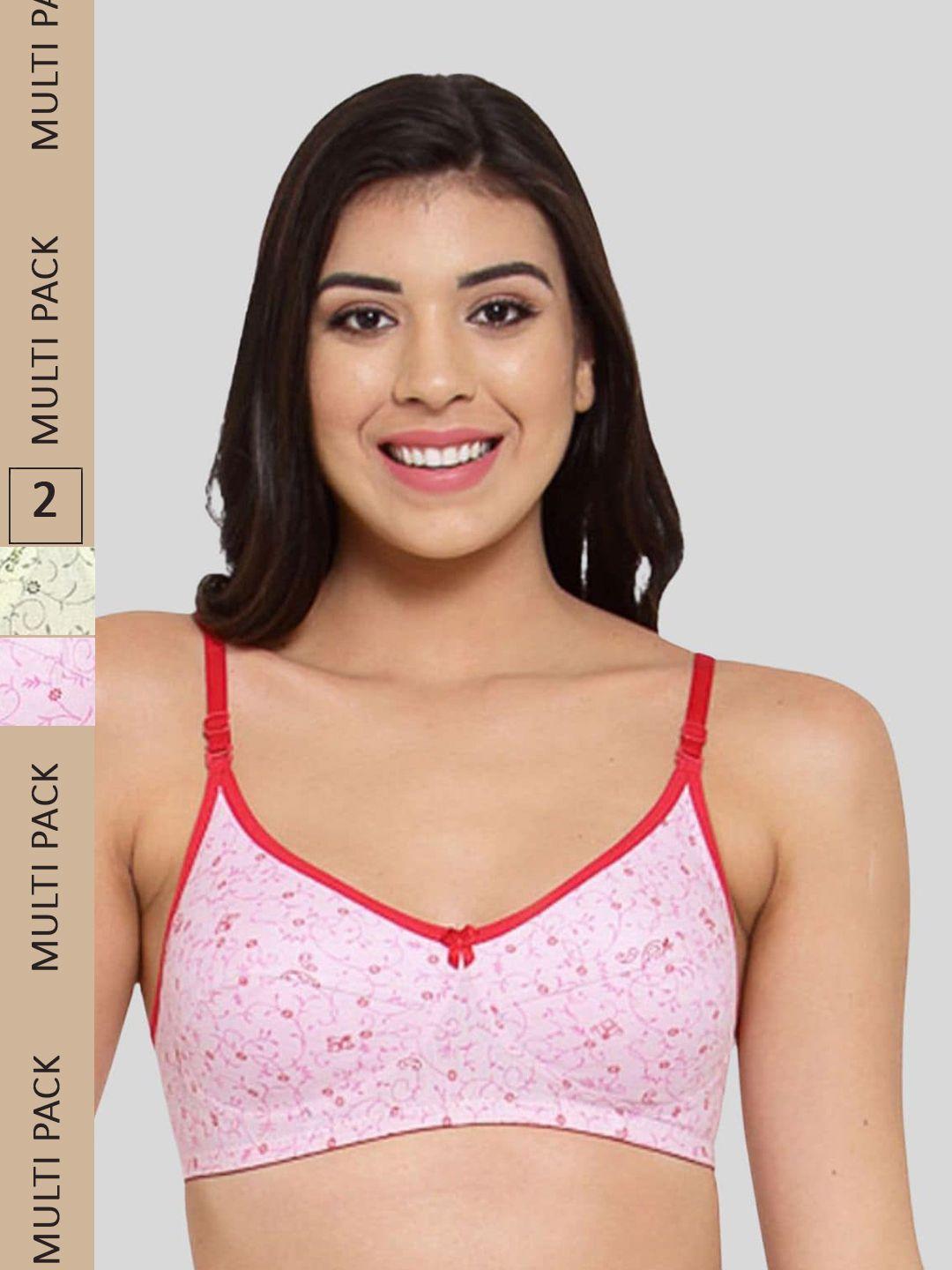 fasense pack of 2 non-padded floral cotton bra
