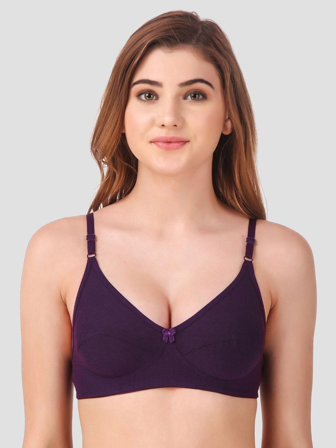 fasense purple solid non-padded non-wired everyday bra bv004f