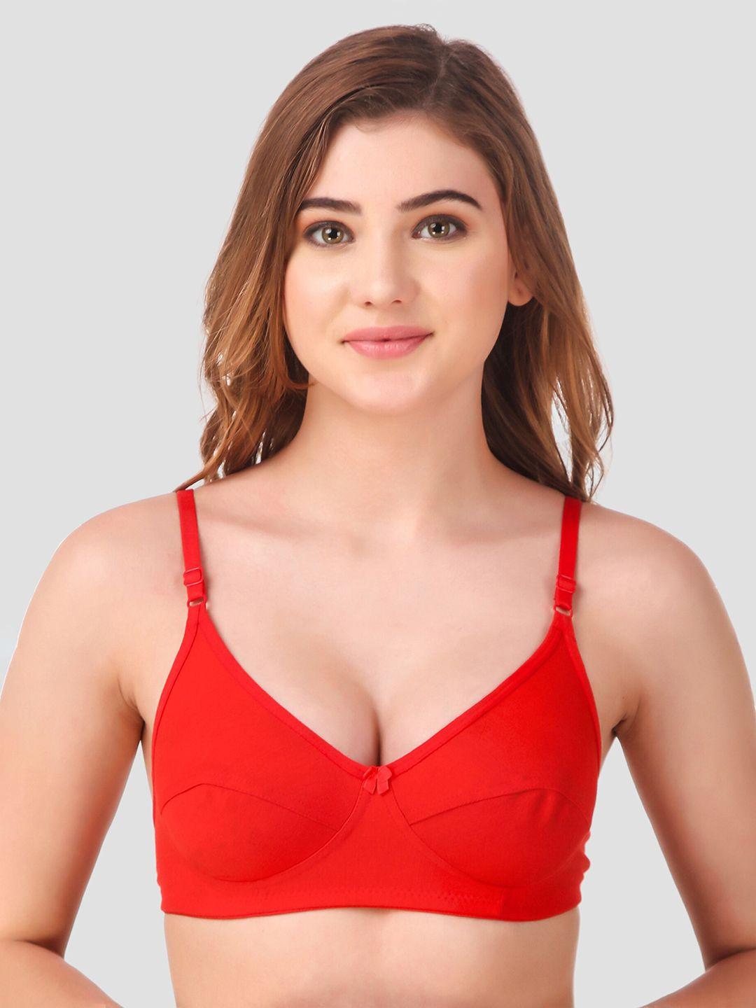 fasense red solid non-padded non-wired everyday bra bv004a
