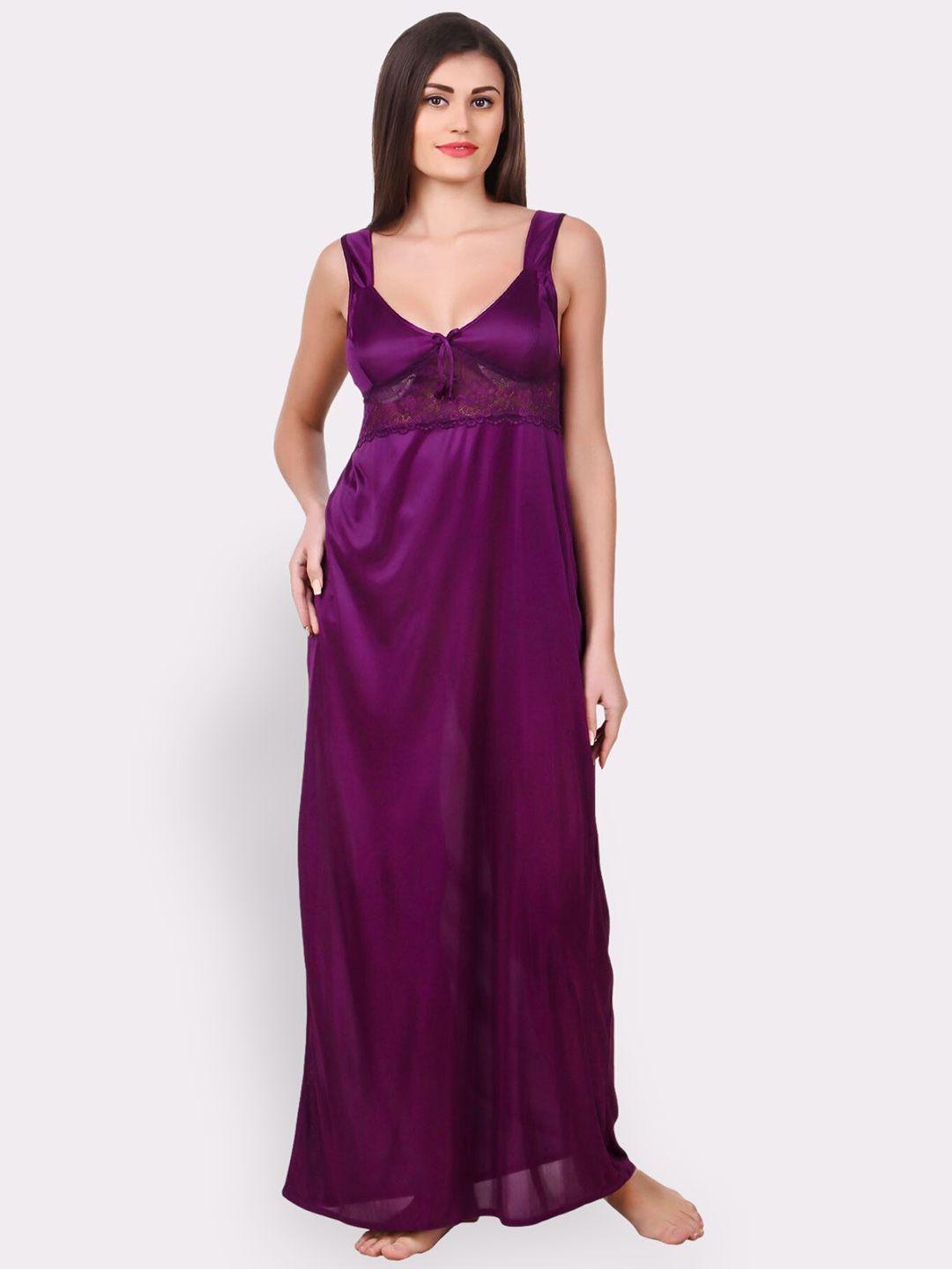 fasense scoop neck satin maxi nightdress