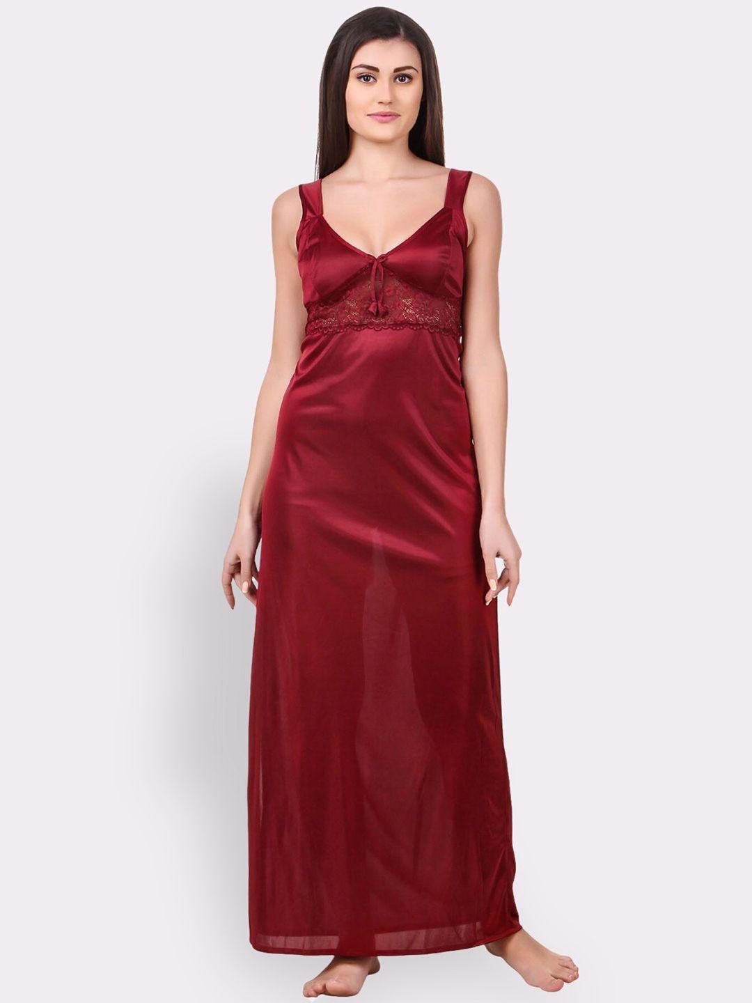 fasense scoop neck satin maxi nightdress