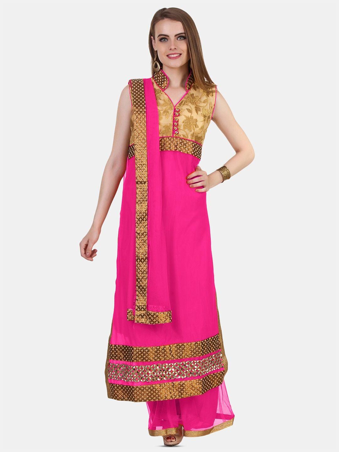 fasense women pink kurta with churidar & with dupatta