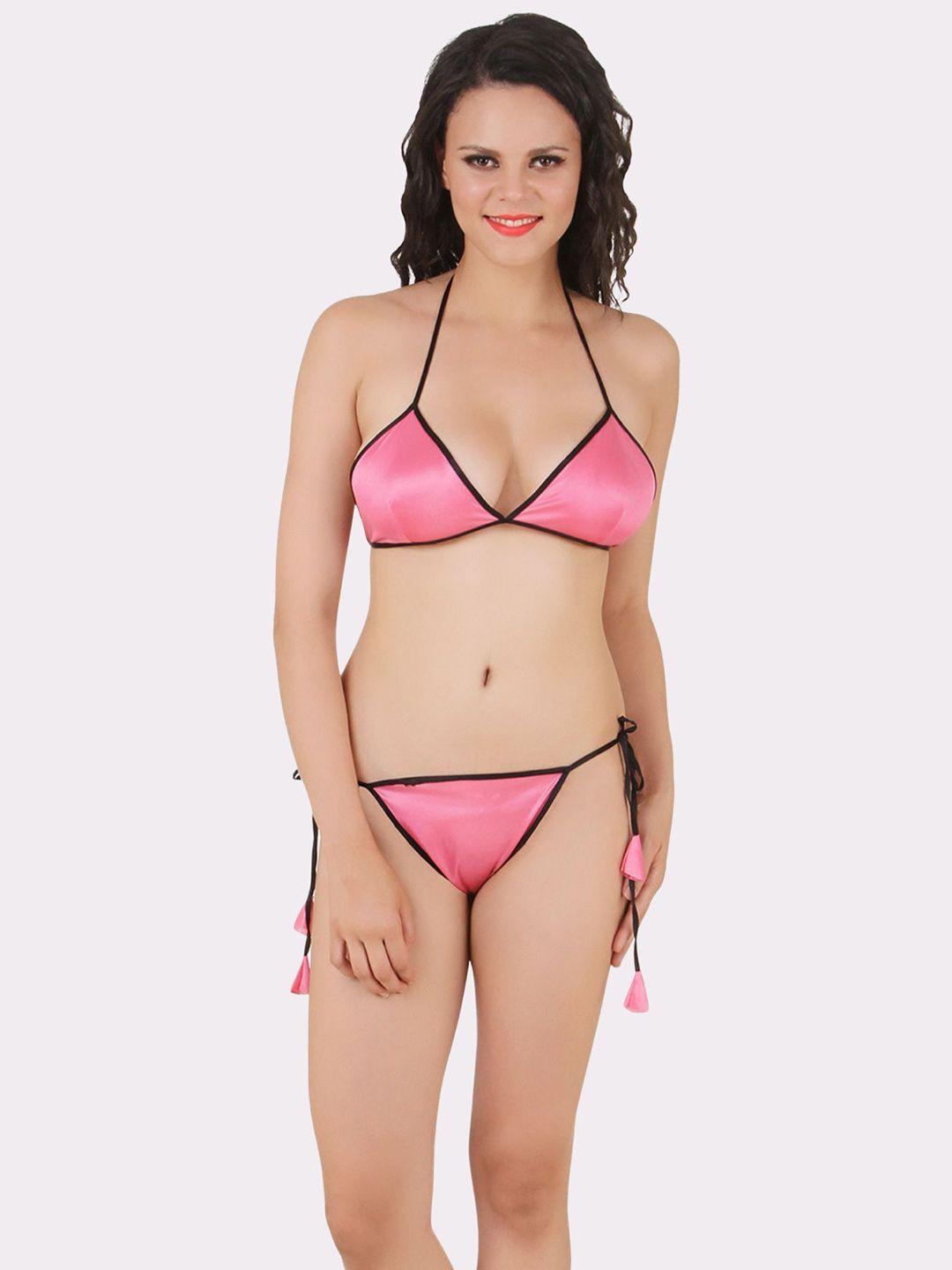 fasense women pink solid lingerie set