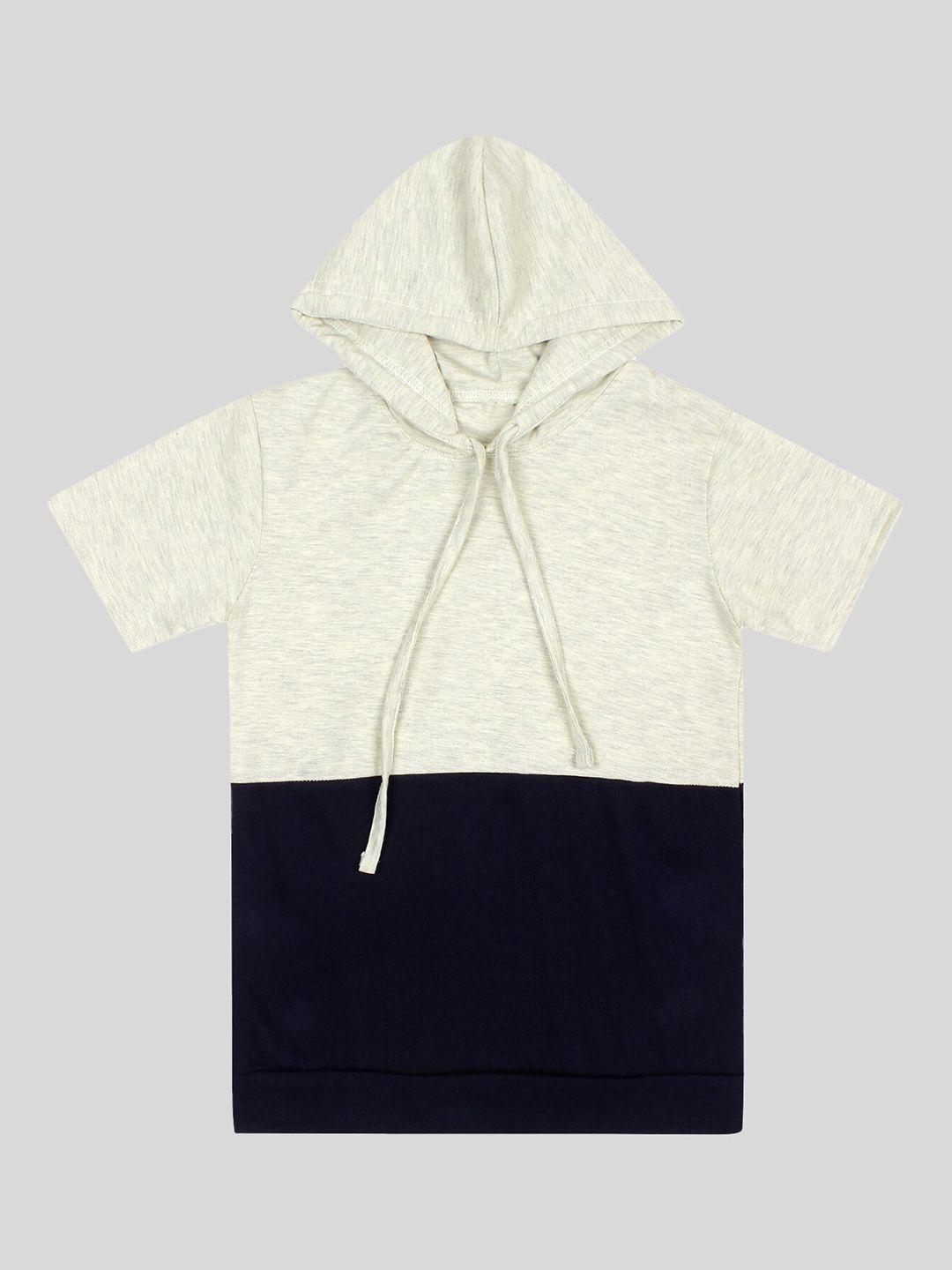 fasha boys colourblocked hooded pure cotton t-shirt