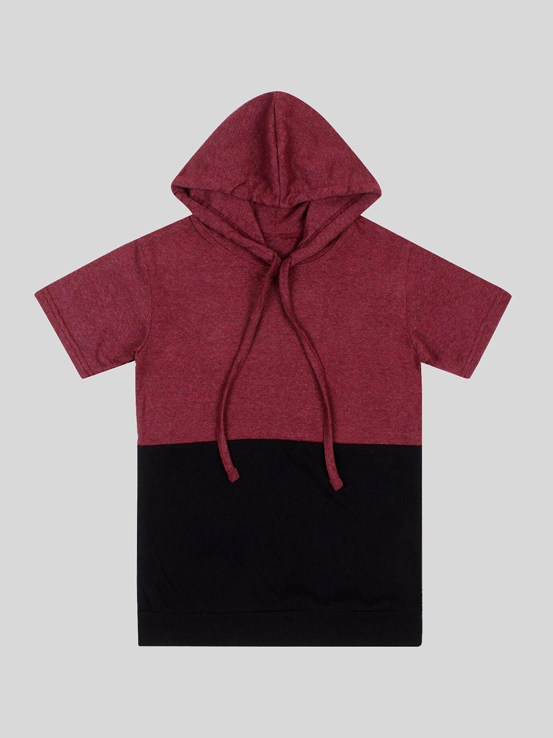 fasha boys colourblocked hooded pure cotton t-shirt