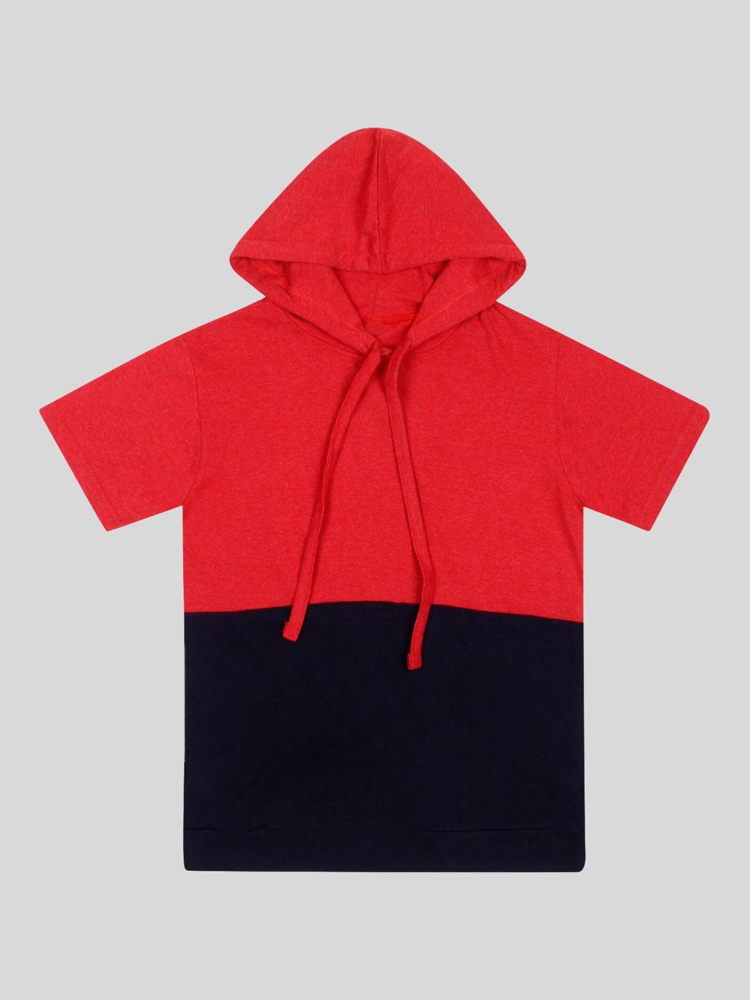 fasha boys colourblocked hooded pure cotton t-shirt