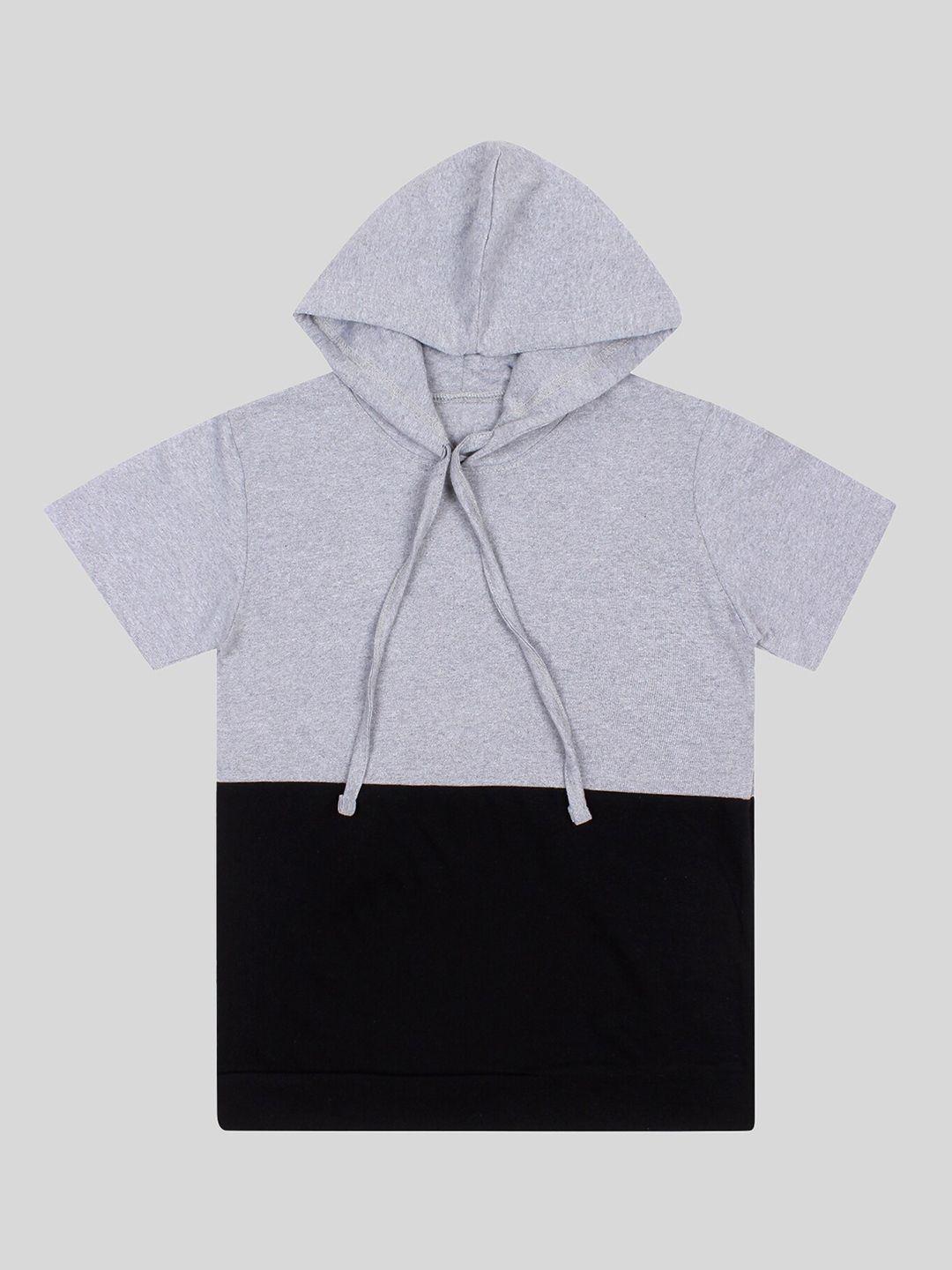 fasha boys colourblocked hooded pure cotton t-shirt