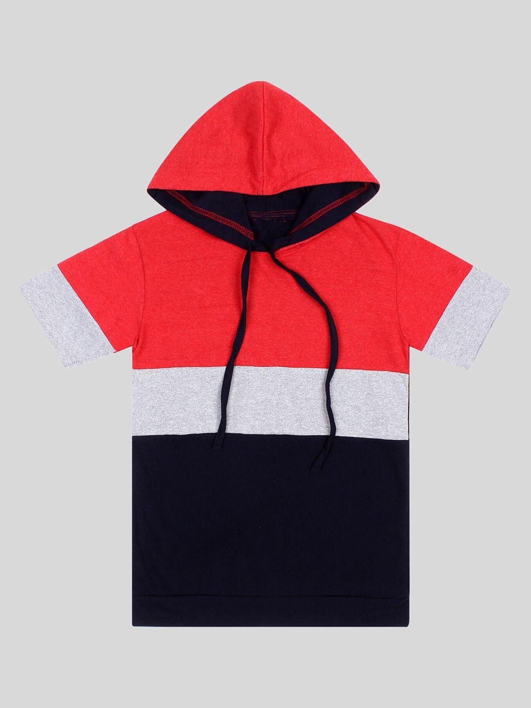 fasha boys colourblocked hooded pure cotton t-shirt