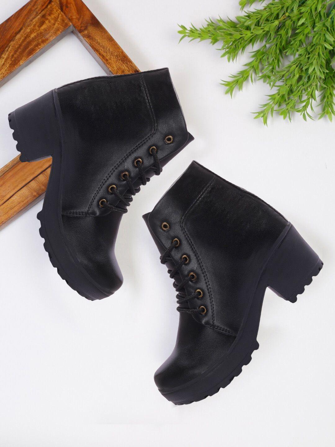 fashimo women black solid high top regular boots