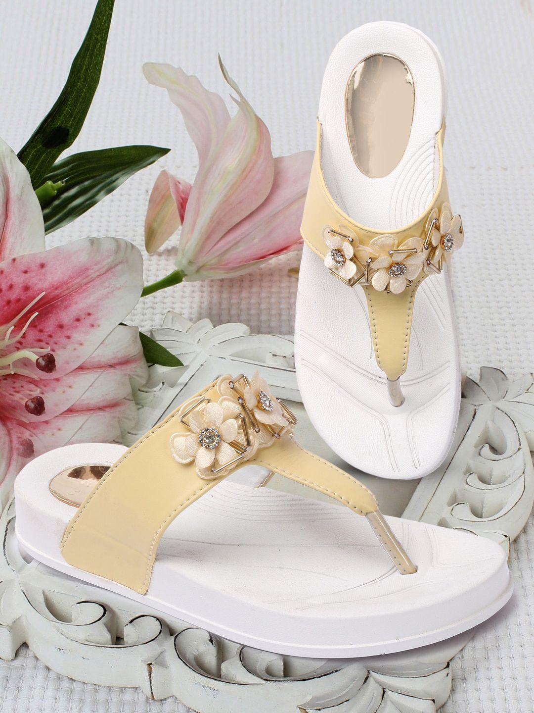 fashimo women embellished t-straps flats