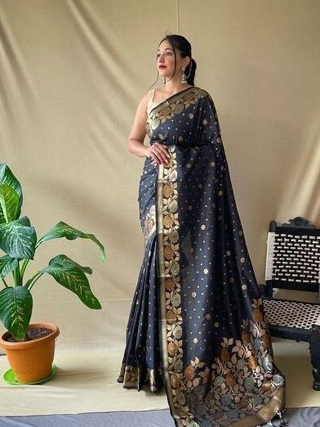 fashion booms floral woven design zari pure silk kanjeevaram saree