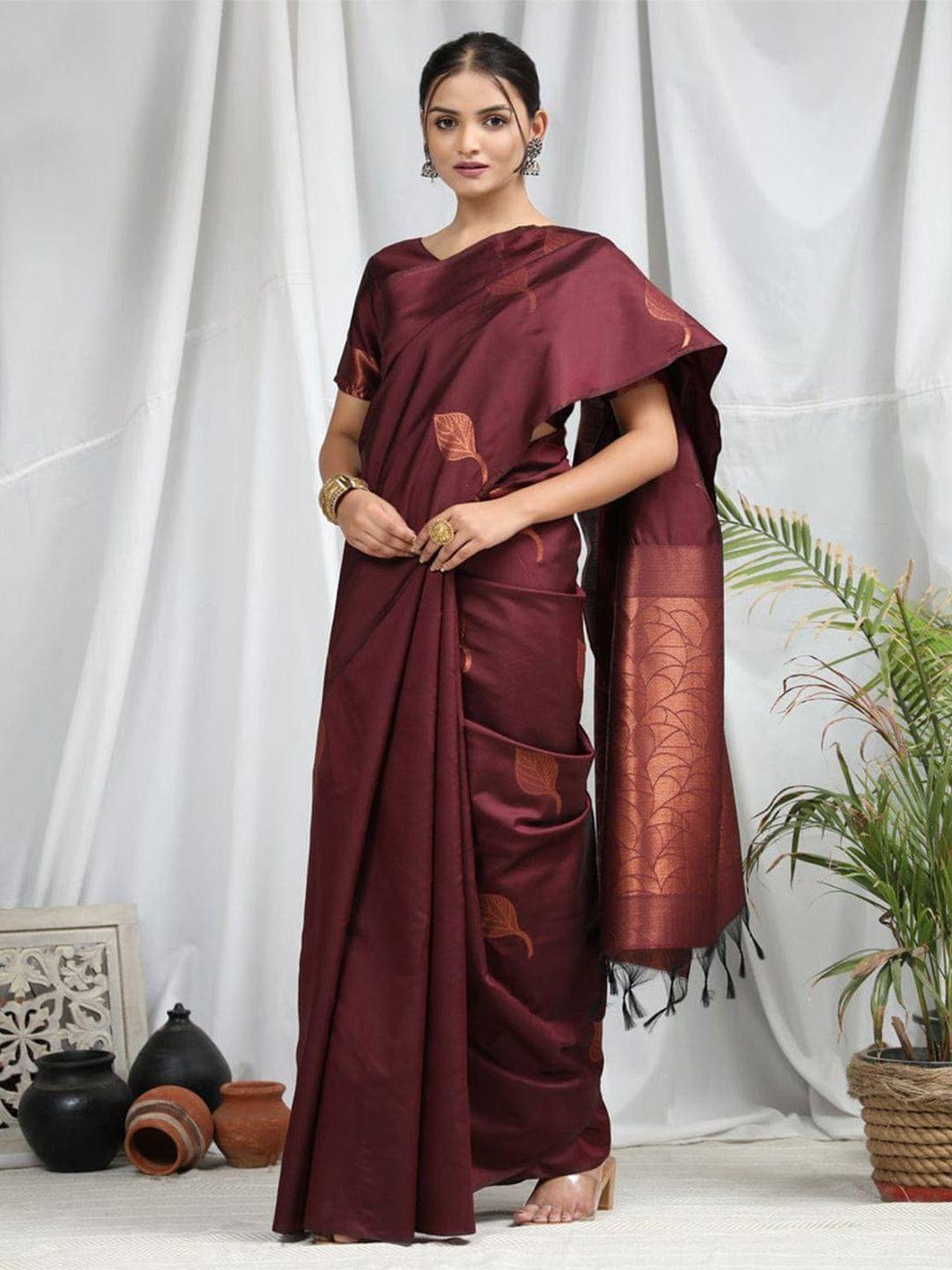 fashion booms floral zari silk blend banarasi saree