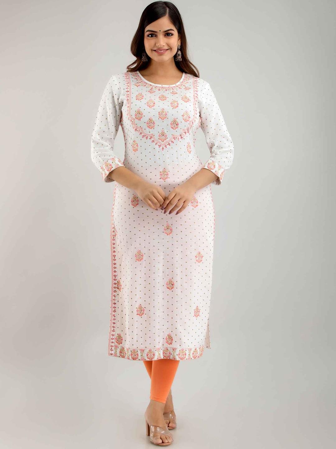 fashion depth ethnic motifs embroidered thread work straight kurta
