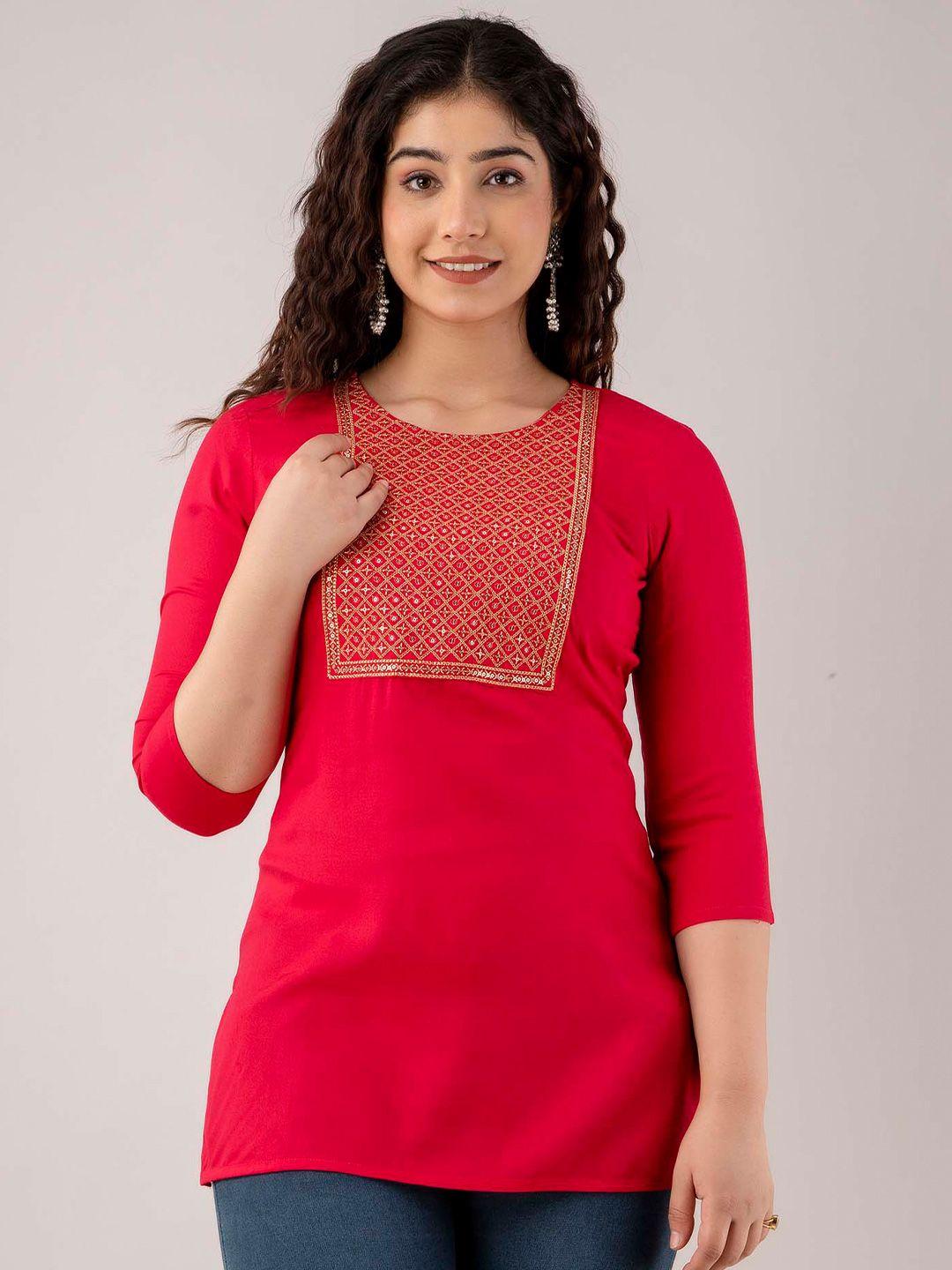 fashion depth ethnic motifs sequinned embroidered top