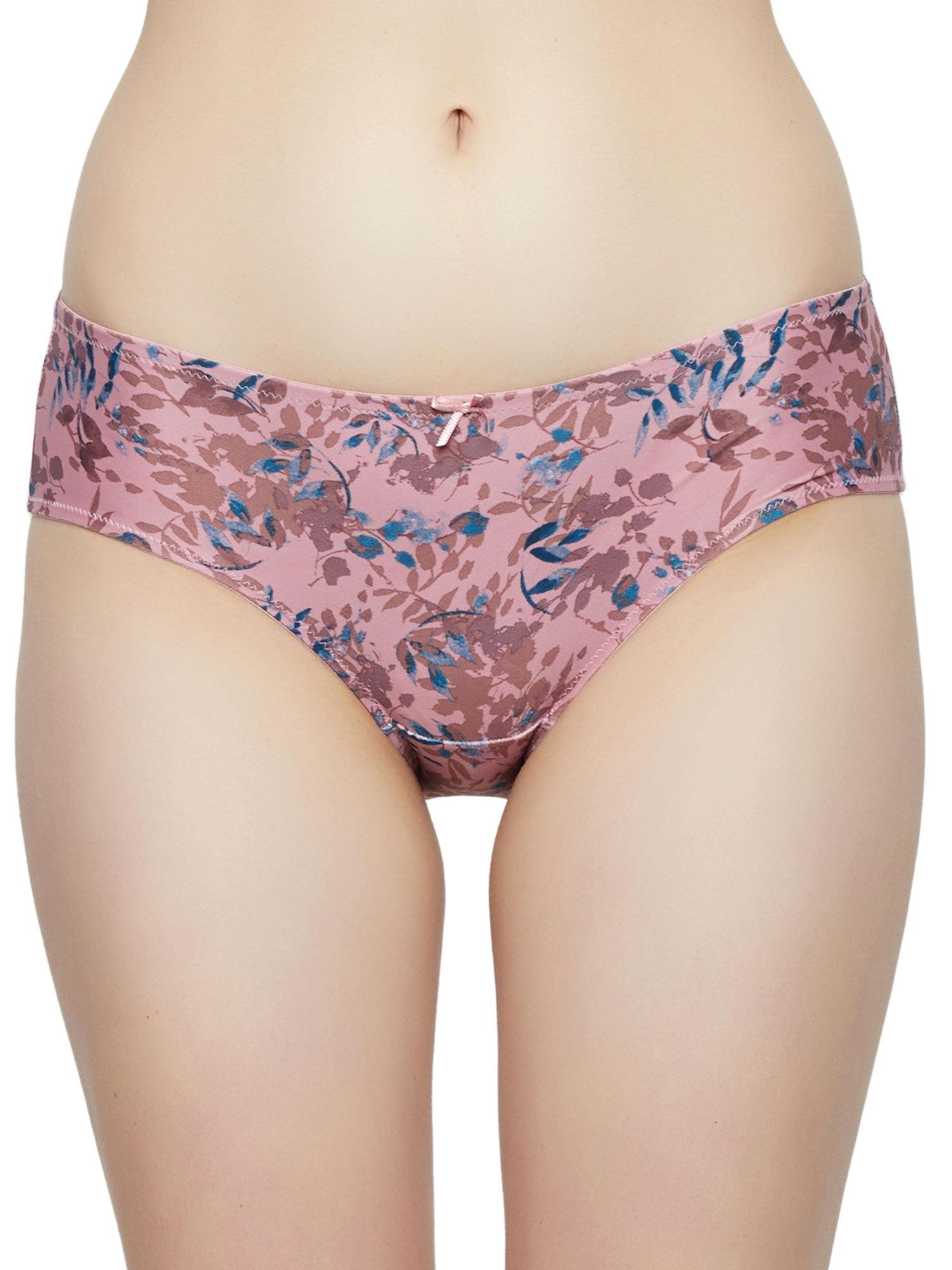 fashion 75 floral print medium coverage midi brief pink