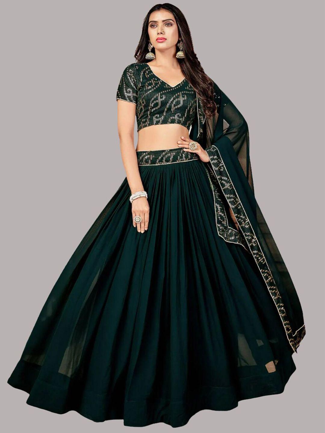 fashion basket embroidered semi-stitched lehenga & unstitched blouse with dupatta