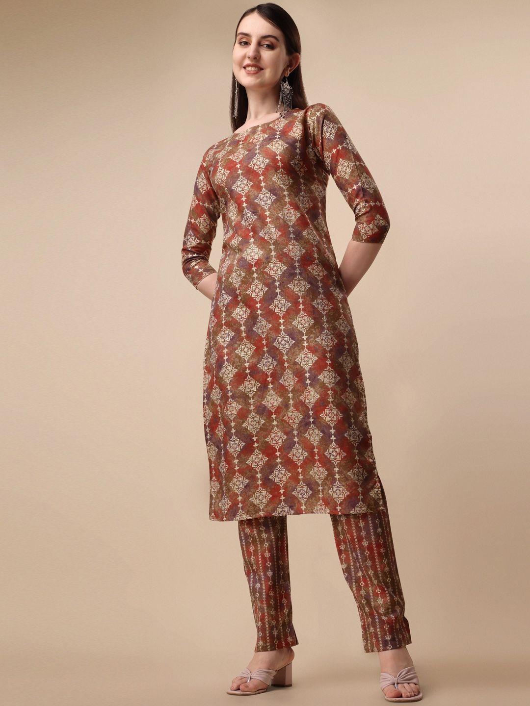 fashion basket ethnic motifs printed kurta with trousers