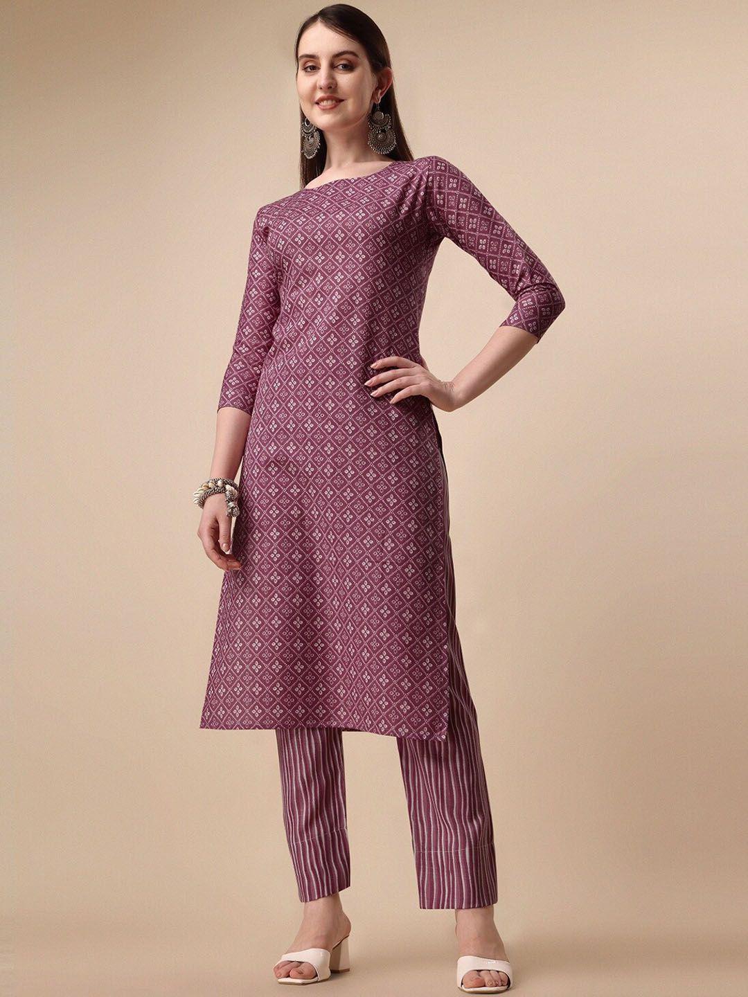 fashion basket ethnic motifs printed regular kurta with trousers