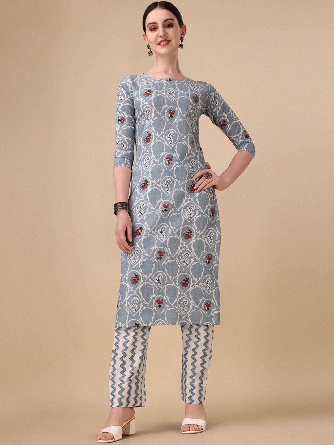 fashion basket ethnic motifs printed regular kurta with trousers