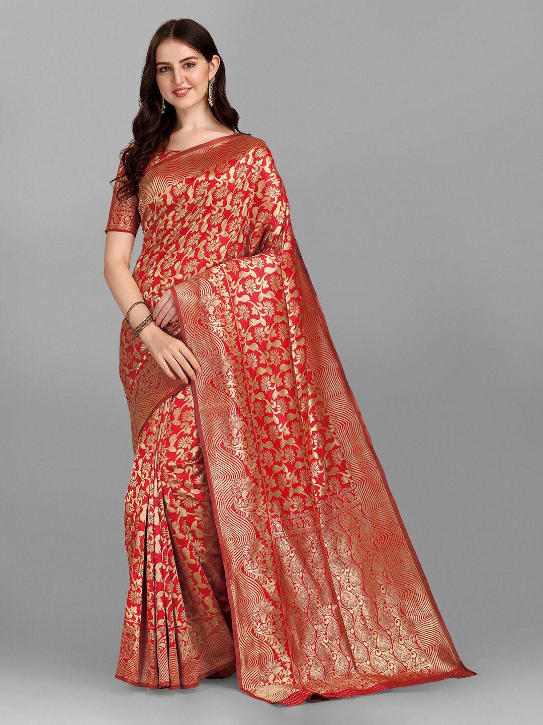fashion basket ethnic motifs zari silk blend saree