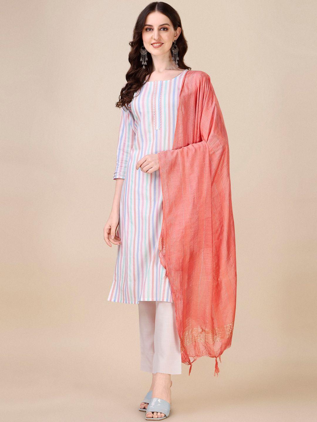 fashion basket striped regular kurta with trousers & dupatta