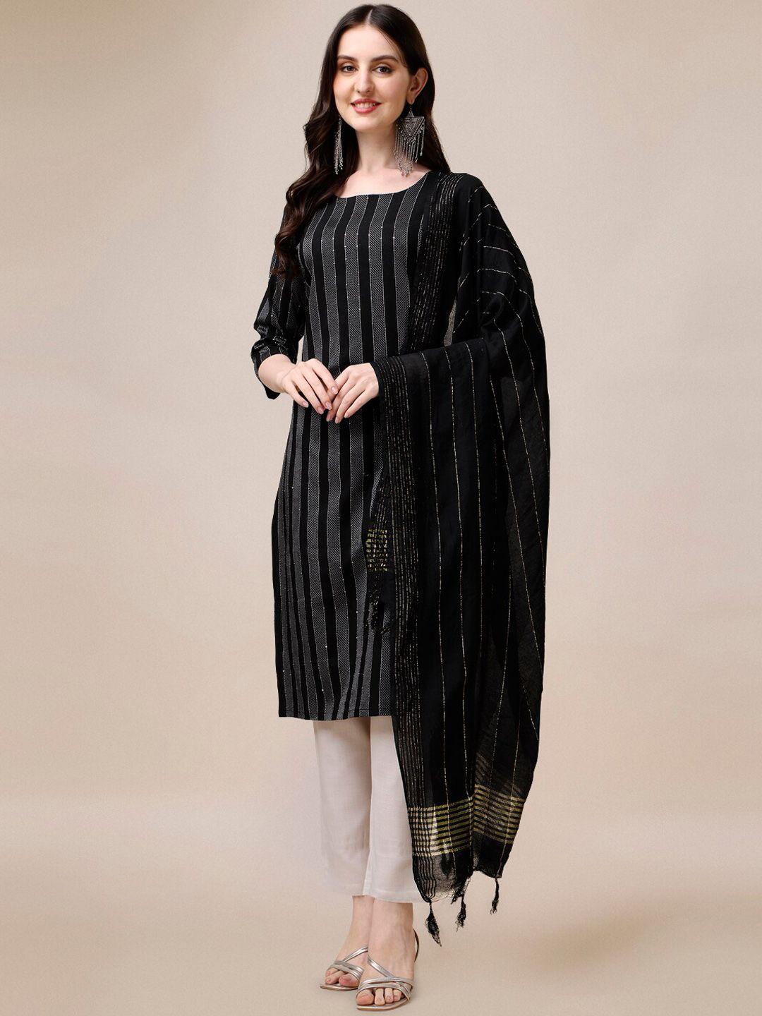 fashion basket striped regular kurta with trousers & with dupatta