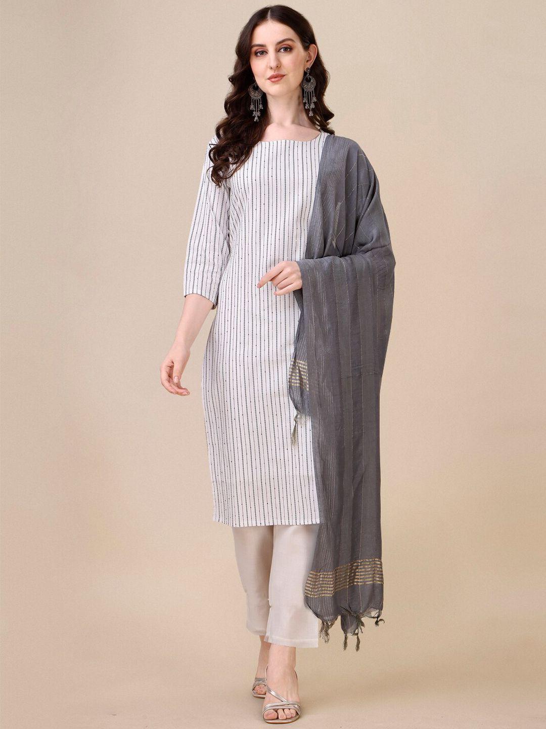 fashion basket striped sequinned regular kurta with trousers & with dupatta