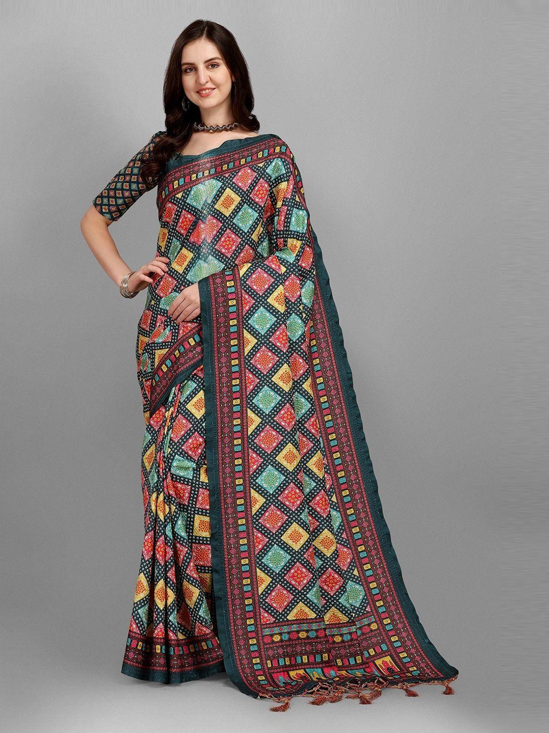 fashion basket women multi coloured silk blend saree