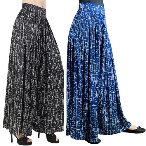 fashion bazaar printed palazzos (black, blue 36)