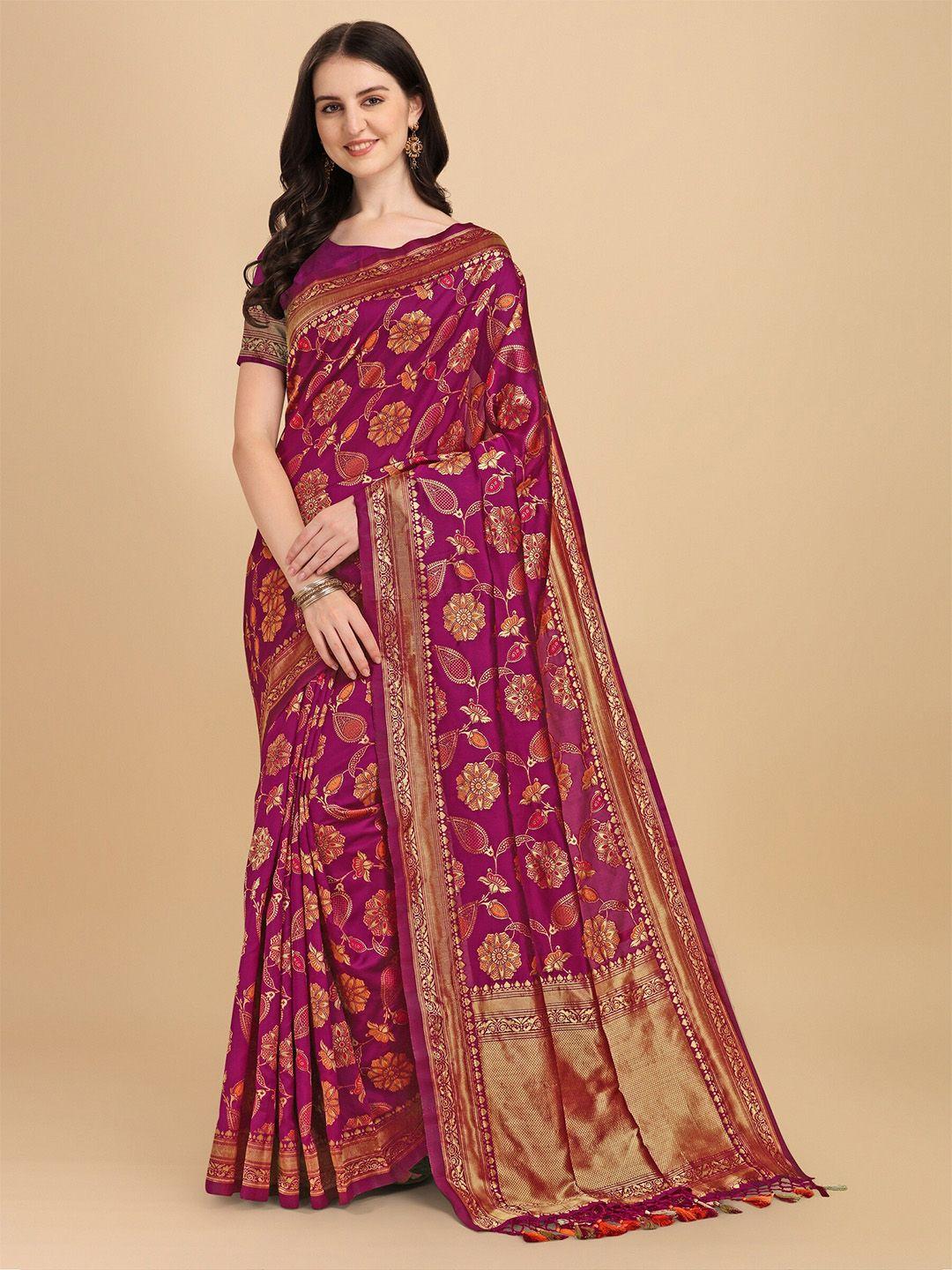fashion booms floral  woven design zari kanjeevaram saree