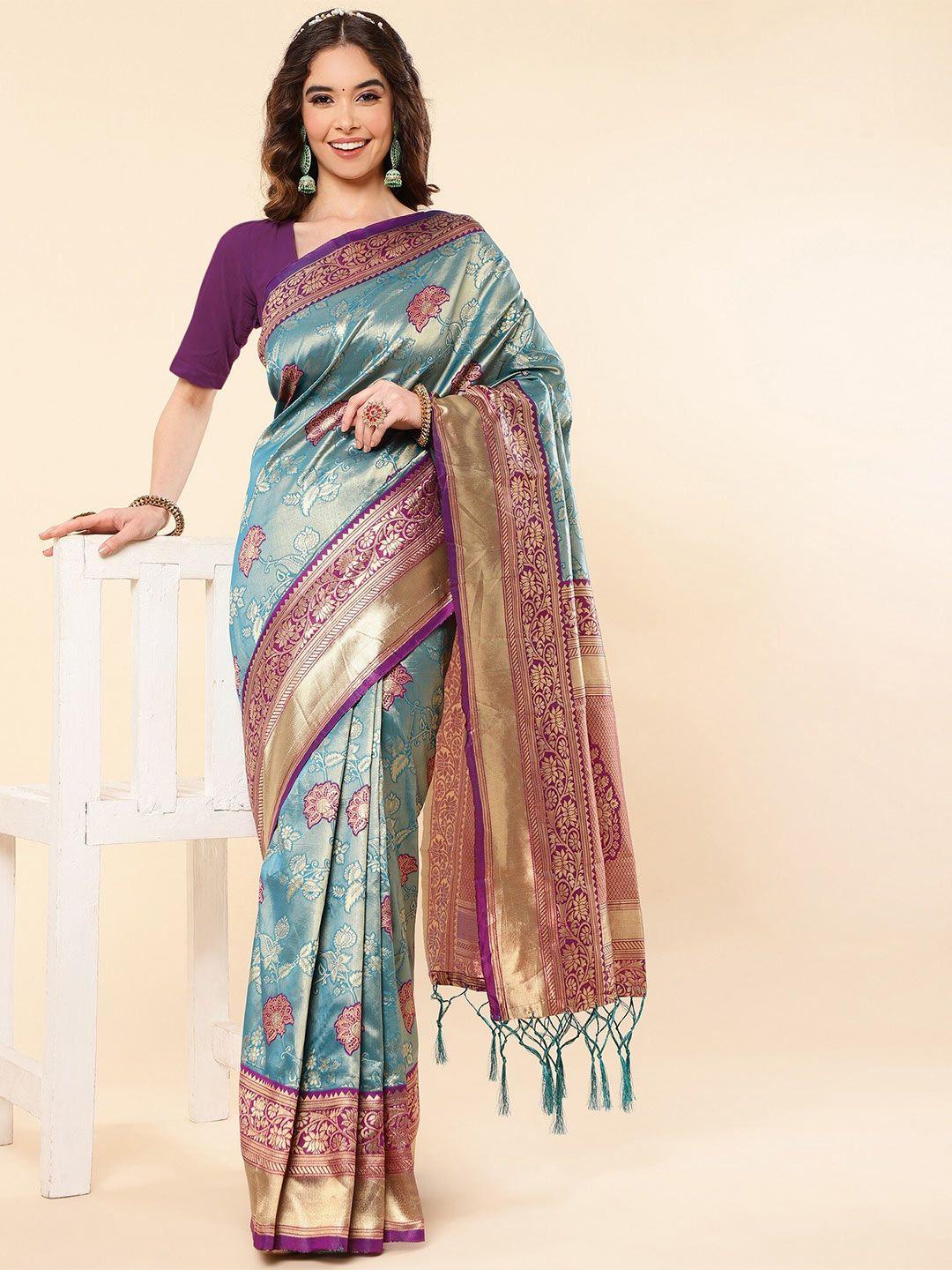 fashion booms floral zari pure silk banarasi saree