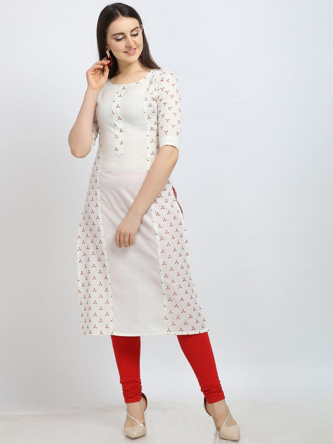 fashion booms women white ethnic motifs printed kurta