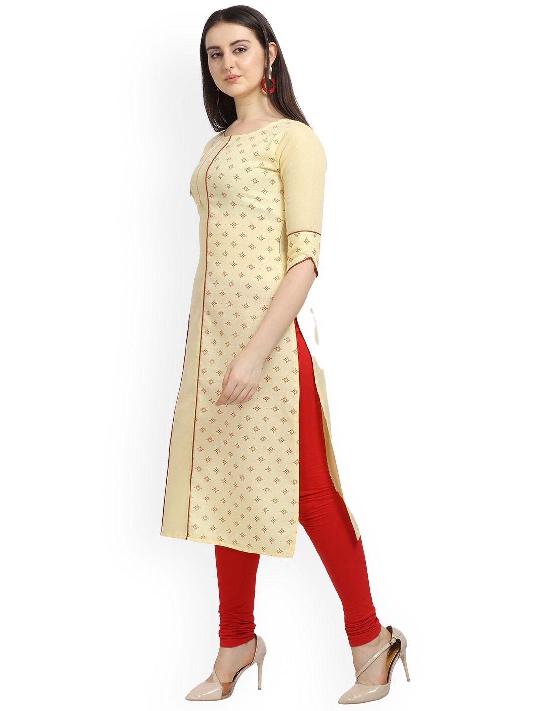 fashion booms women yellow ethnic motifs embroidered thread work kurta