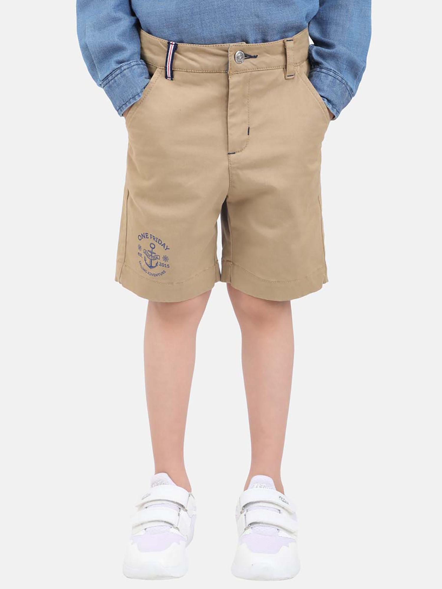 fashion casual boys cotton solid khaki shorts