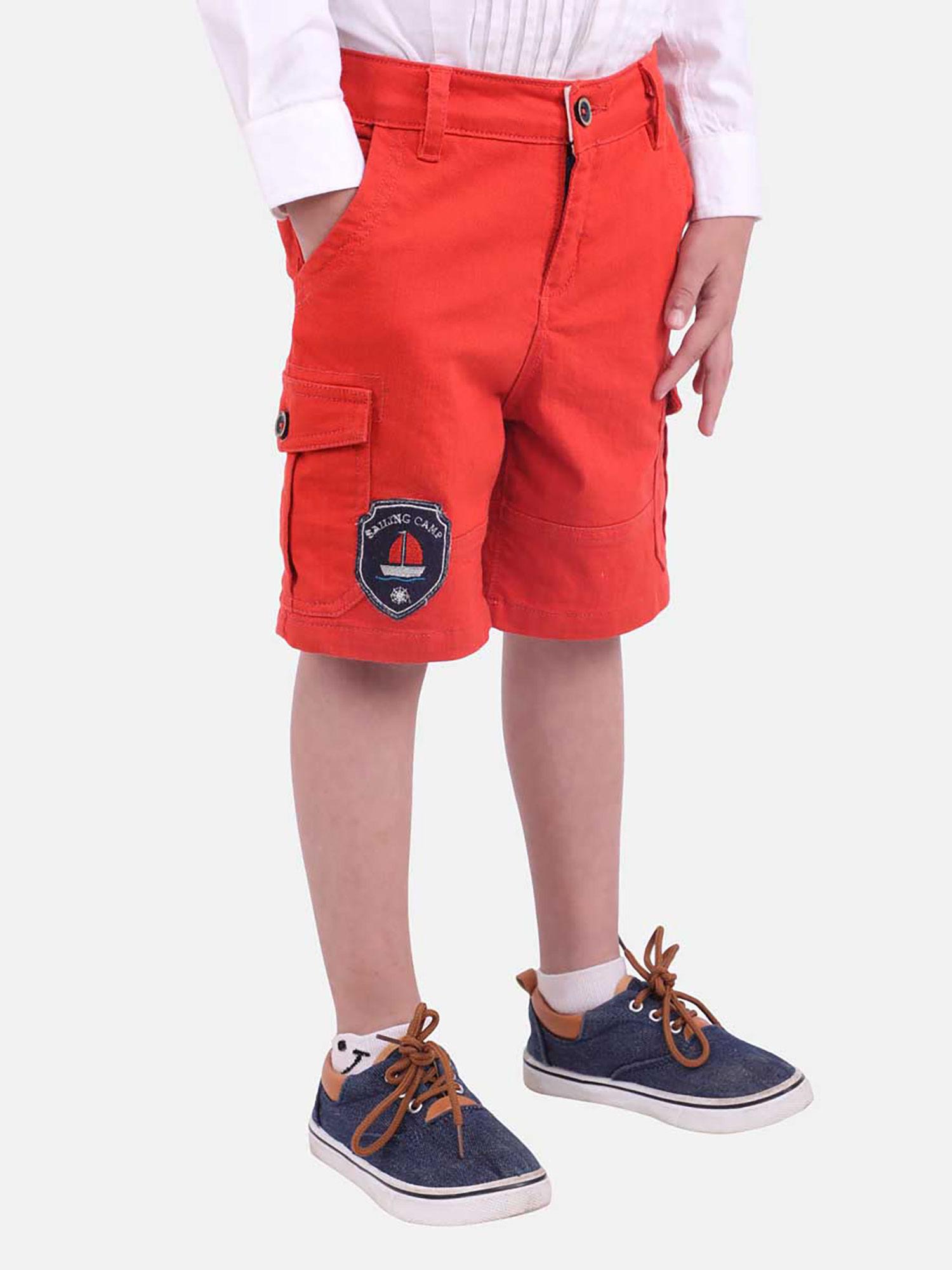 fashion casual boys cotton solid red short