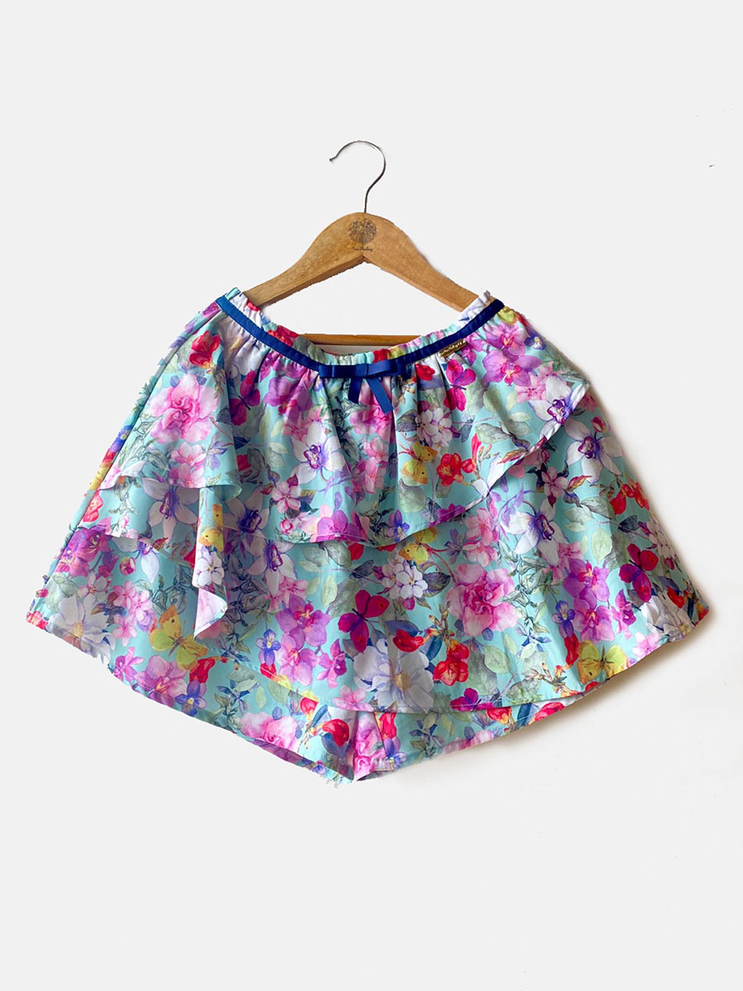 fashion casual girls cotton printed multi-color shorts