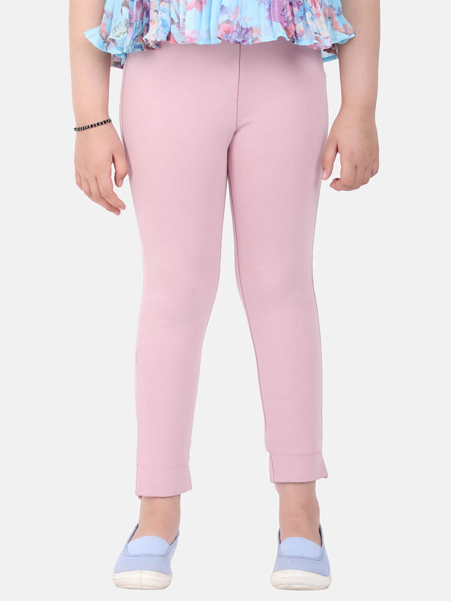fashion casual girls cotton solid pink leggings