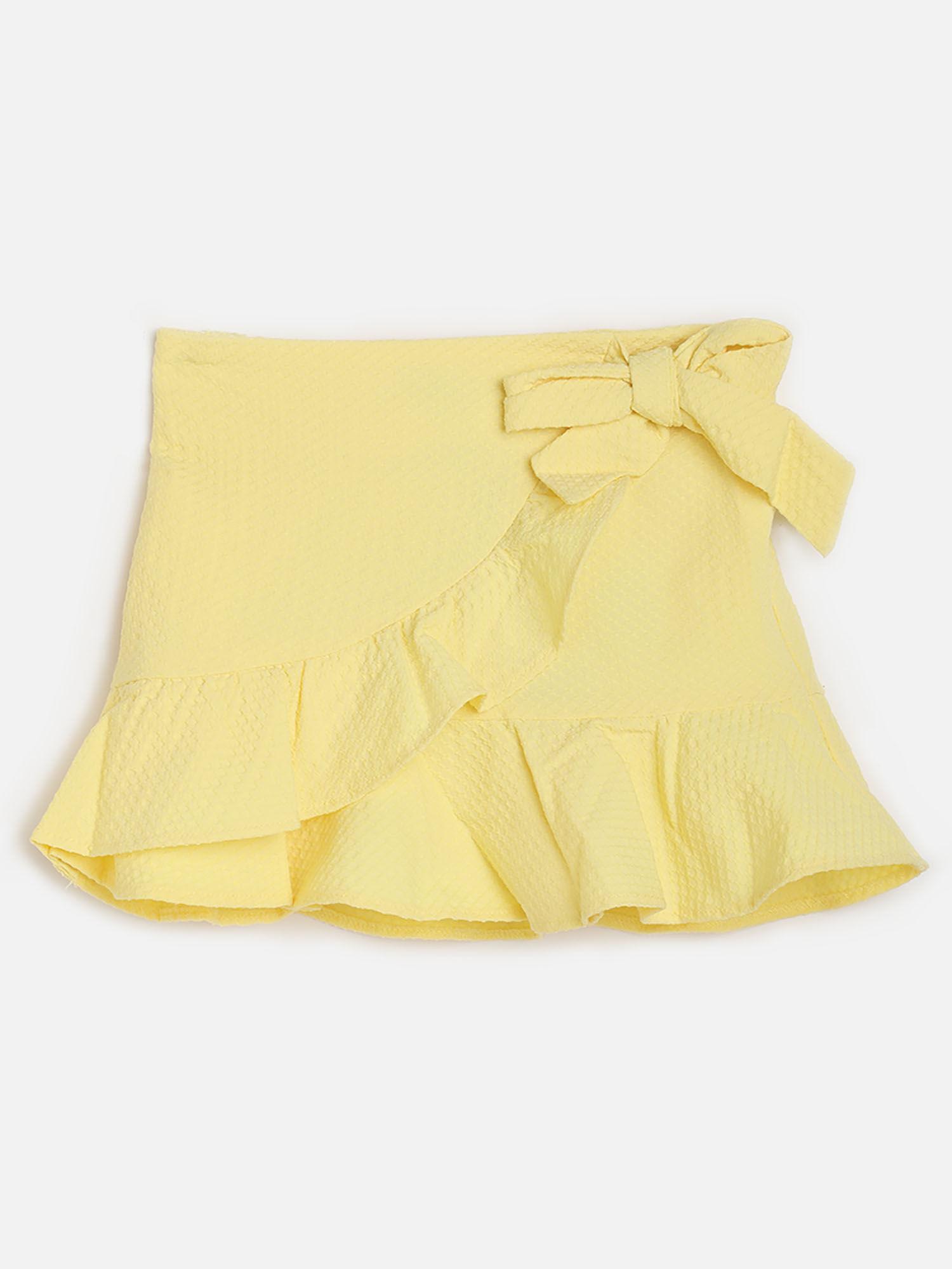 fashion casual girls polyester solid yellow skirts