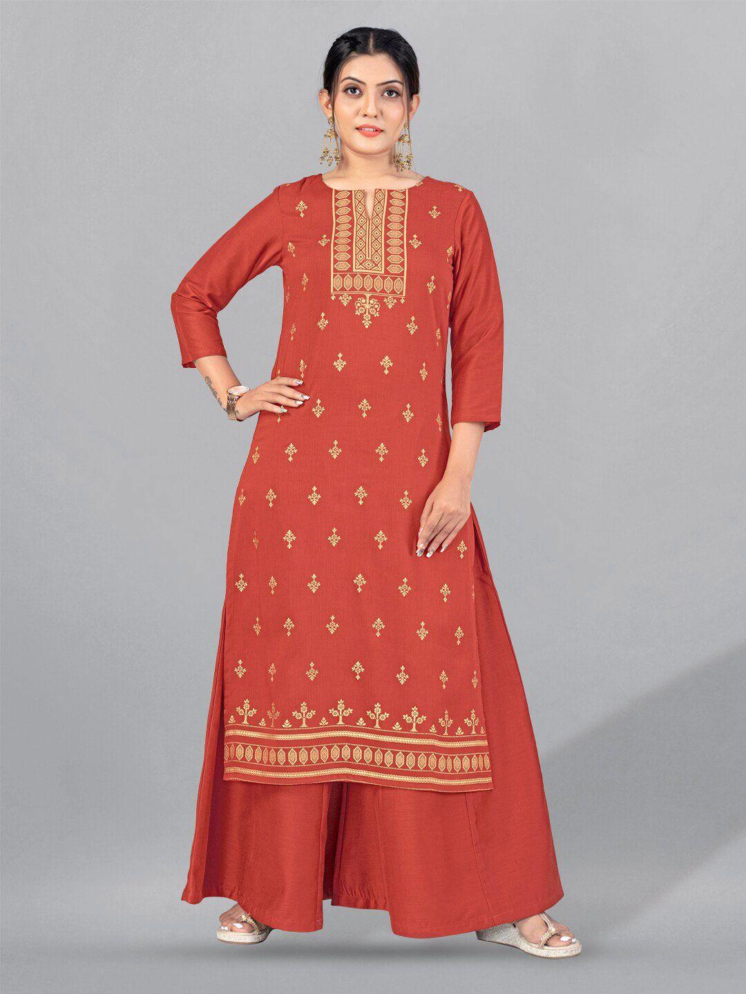 fashion dream ethnic motifs printed a-line cotton silk kurta