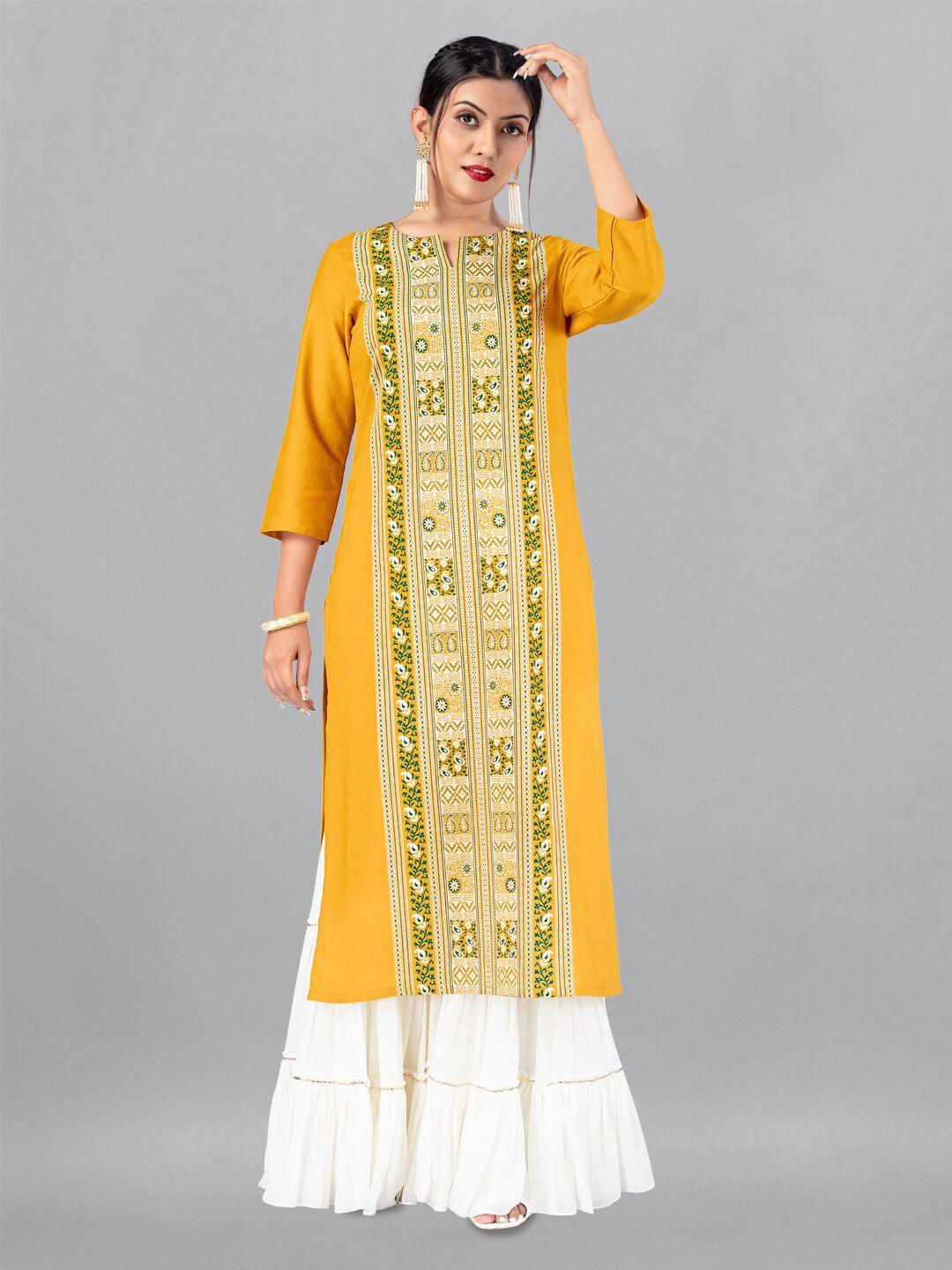 fashion dream ethnic motifs printed cotton silk panelled kurta