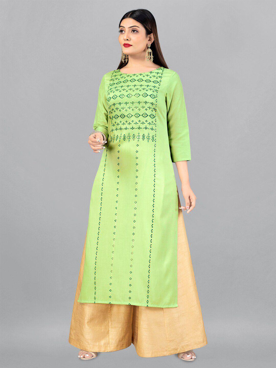 fashion dream ethnic motifs printed panelled thread work kurta