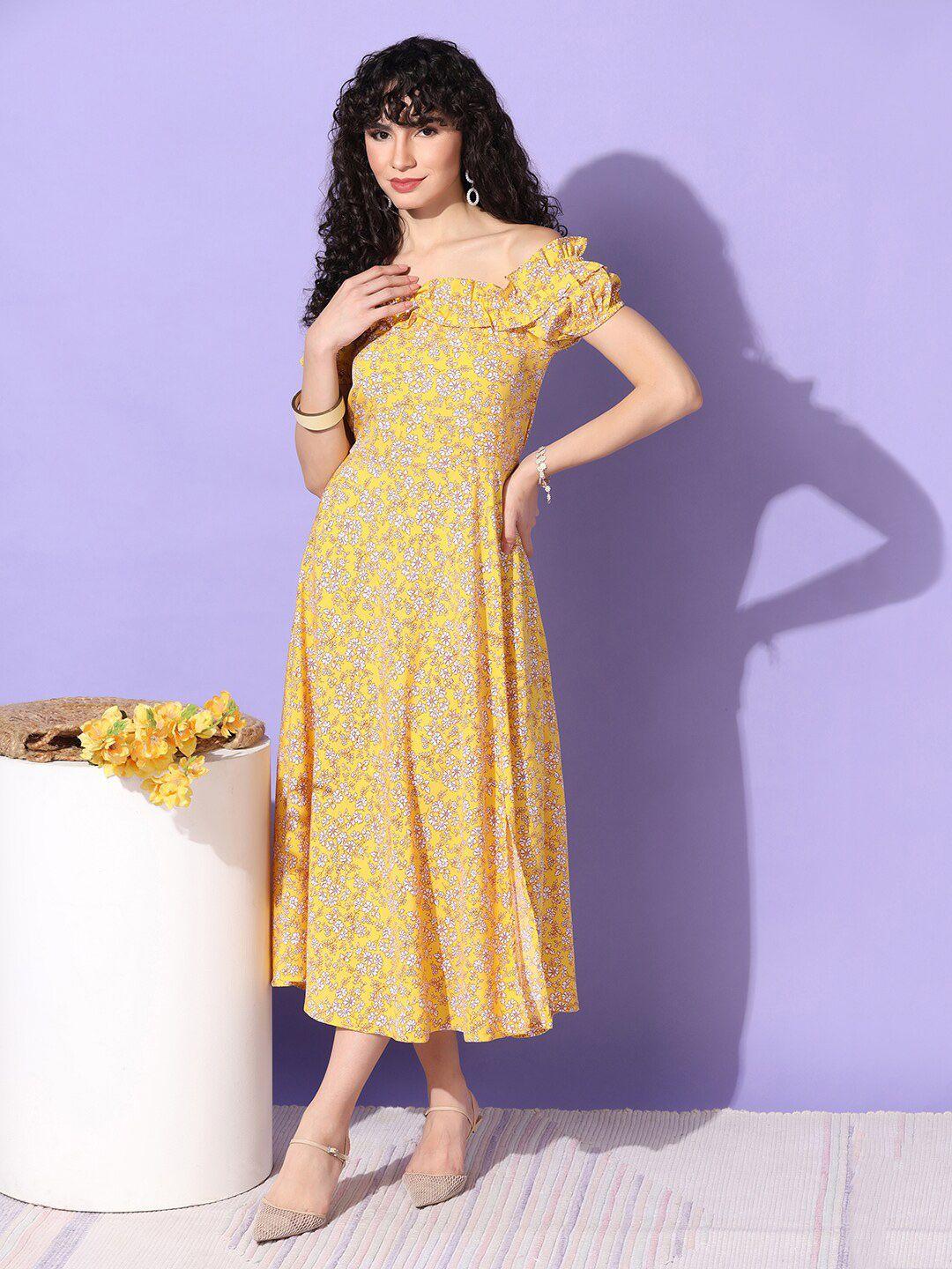 fashion dream floral printed a line midi dress