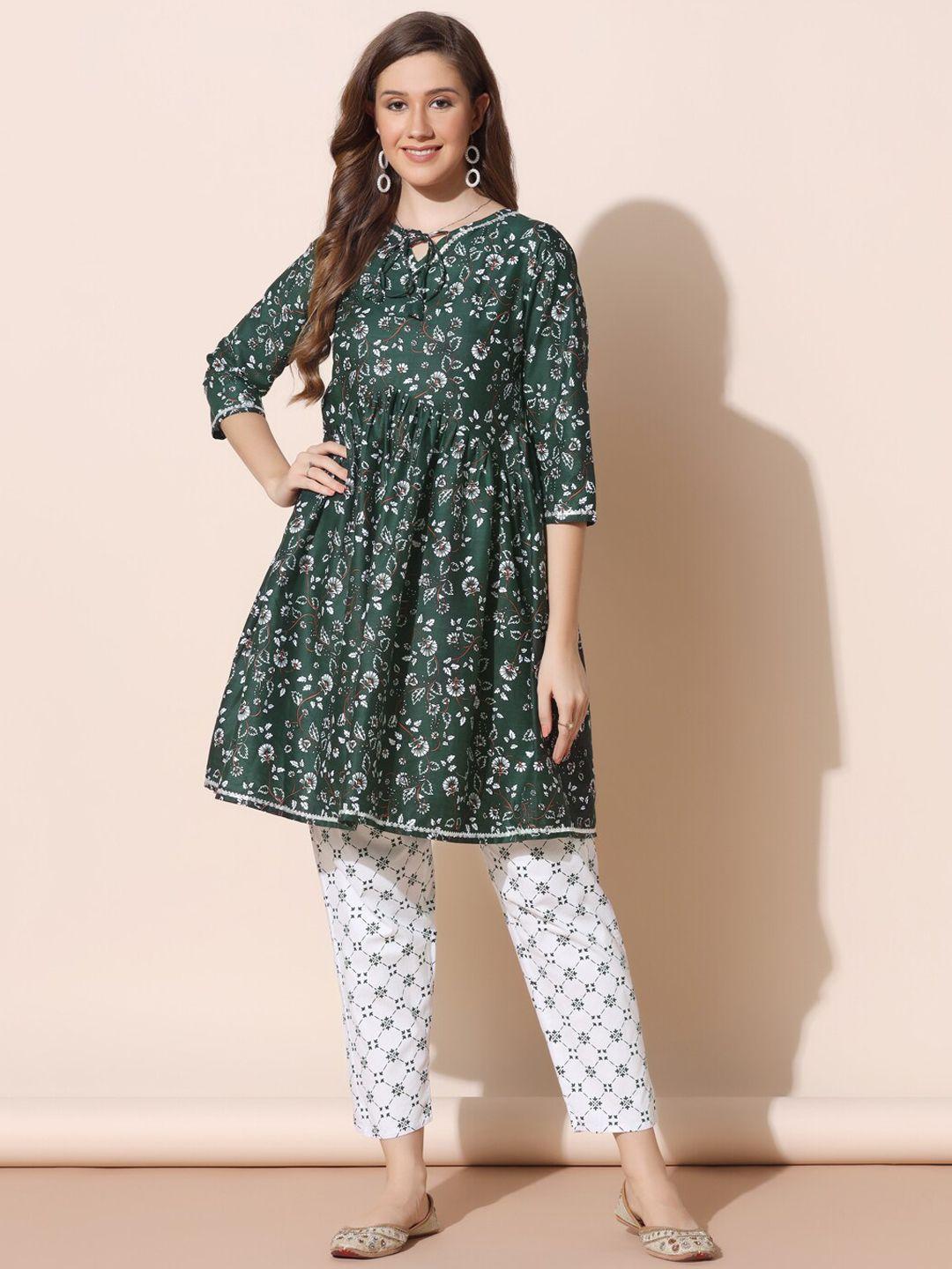 fashion dream floral printed anarkali kurta with trousers