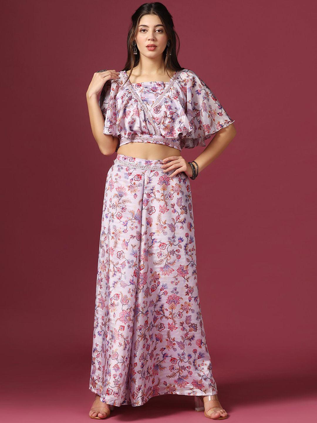 fashion dream floral printed crop top with palazzos