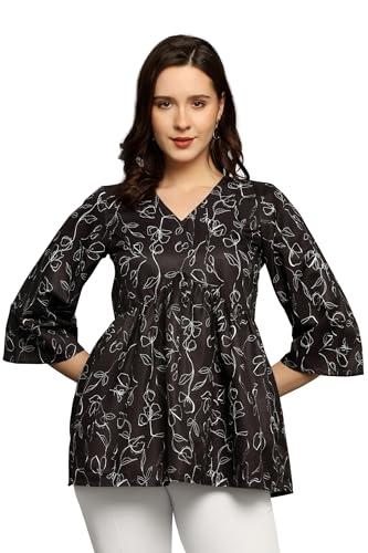 fashion dream micro (polyester) printed tops for women | casual tops for women | trendy tops for women (fdwtop00104 blk s_black_s)