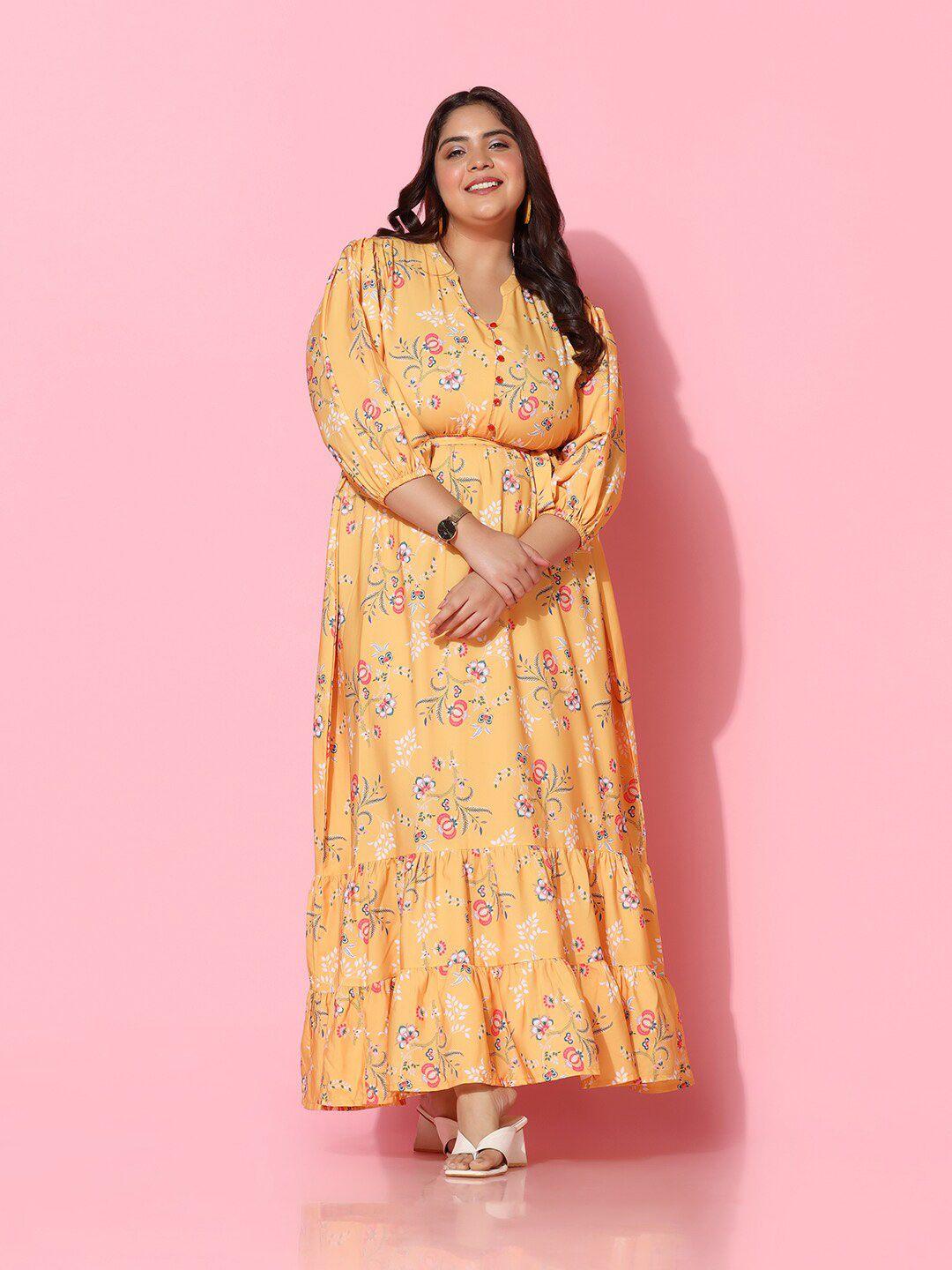 fashion dream plus size floral printed a line maxi dress