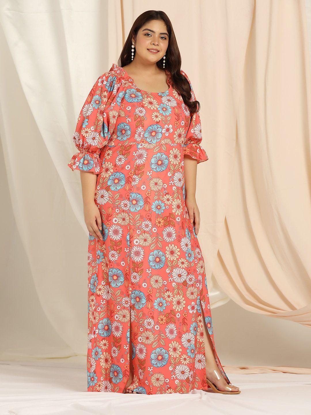 fashion dream plus size floral printed maxi dress