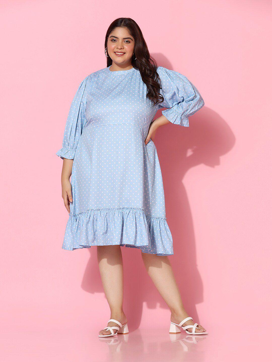 fashion dream plus size polka dots printed a line dress